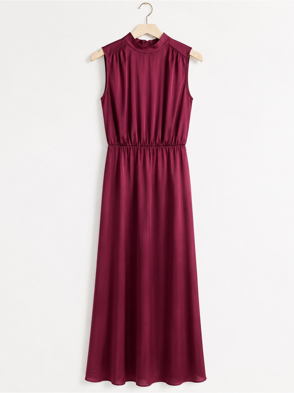 Lulu's Sleeveless Wine Maxi Dress with Elastic Waist